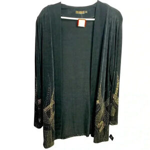 Vintage NWT Piccadilly Open  Cardigan w Sparkles Holiday Season Black Size Large